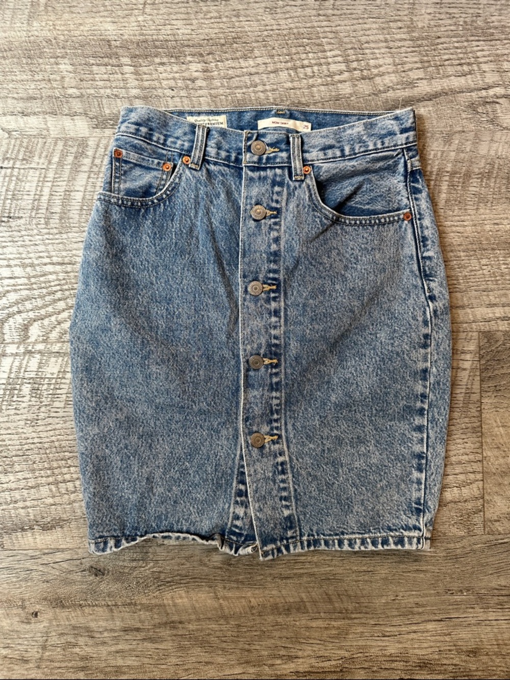 Levi's Button-Front Light Blue Denim Pencil Skirt